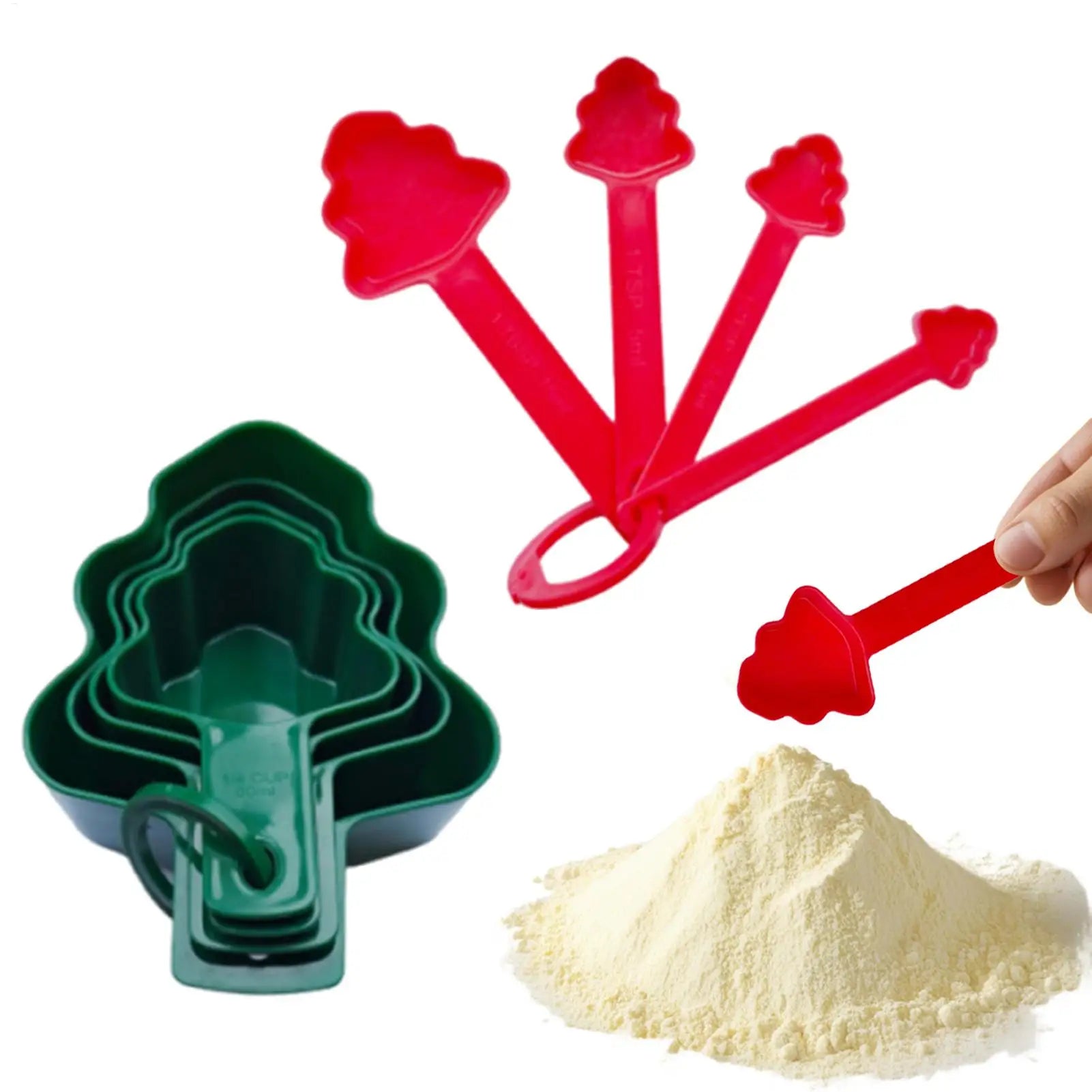 8pcs measuring spoon Christmas tree shaped measuring spoon measuring cup baking small tool for Home Cooking Qme