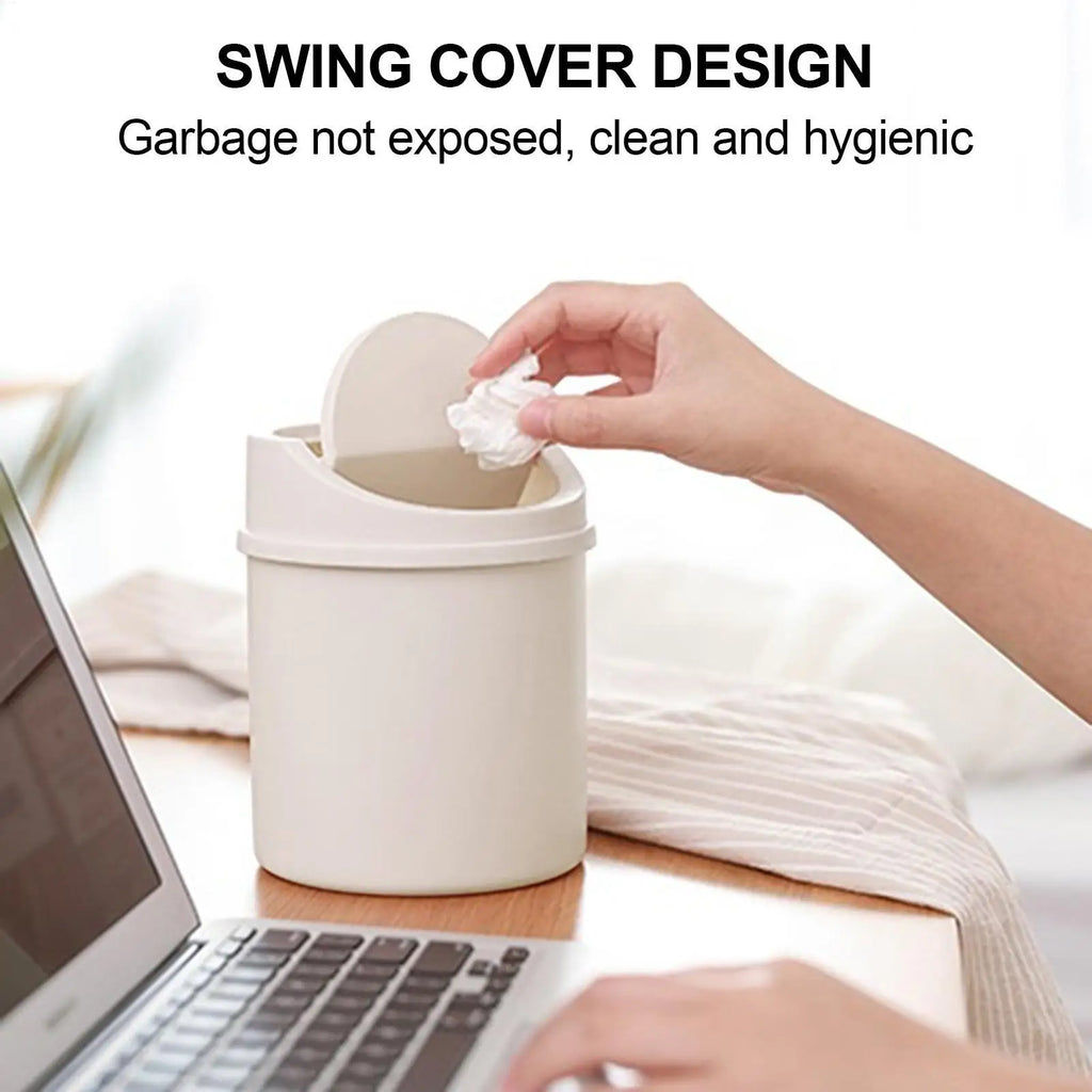 Mini Desktop Bin Small Trash Can Tube With Cover Bedroom Trash Can Garbage Can Clean Storage Box Home Desk Qme