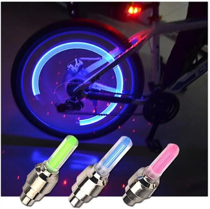 2pcs LED Bicycle Valve Light, Neon Bicycle Spoke Light Bicycle Tire Valve Light, Night Riding Warning Light Bicycle Accessories Qme