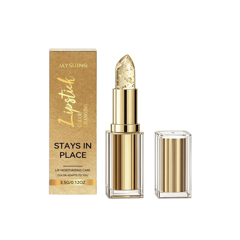 Jaysuing Color Changing Lipstick Lasting Fade-Resistant Non-greasy Moisturizing Lip Balm Gold Temperature Change Lip Makeup 3.5g Qme 3.5g Boxed