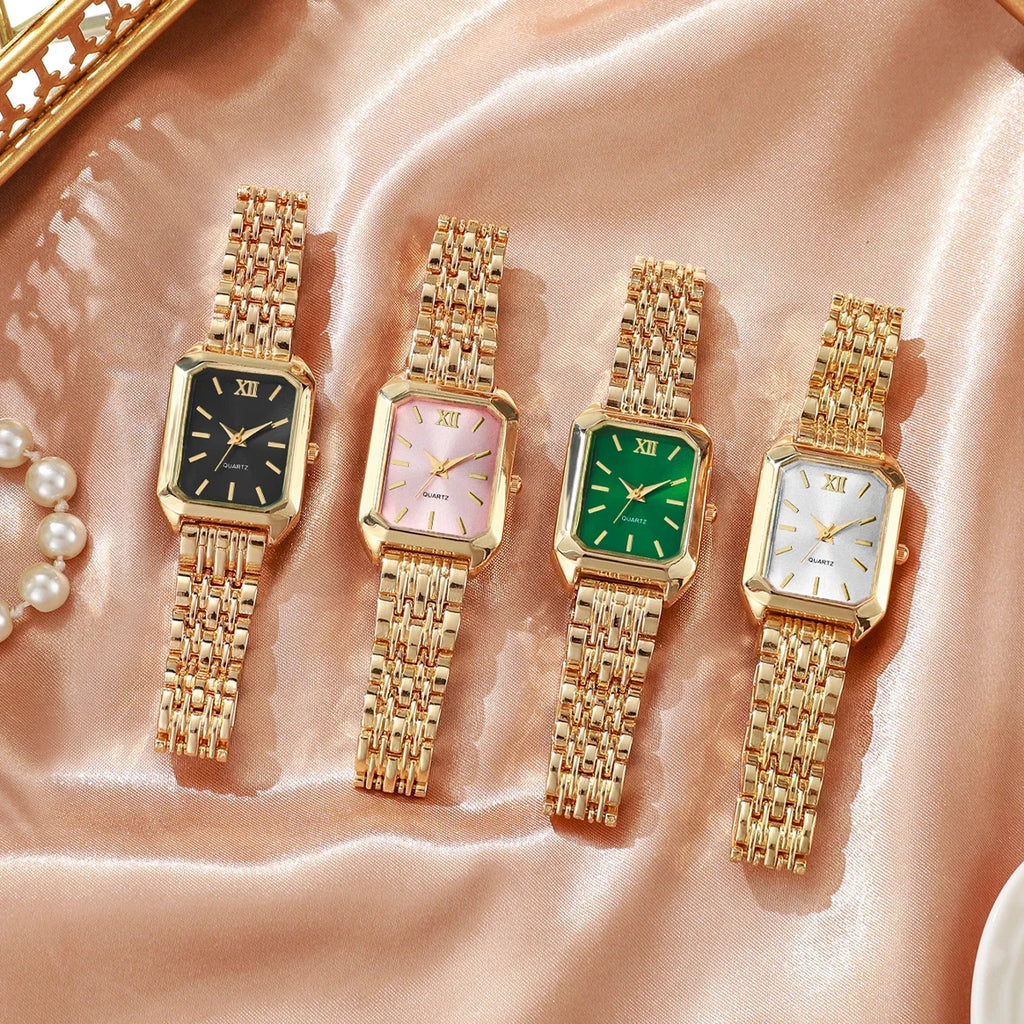 Mulheres elegantes relógio de quartzo moda retângulo analógico relógios de pulso reloj mujer meninas relógio presente (sem caixa Qme