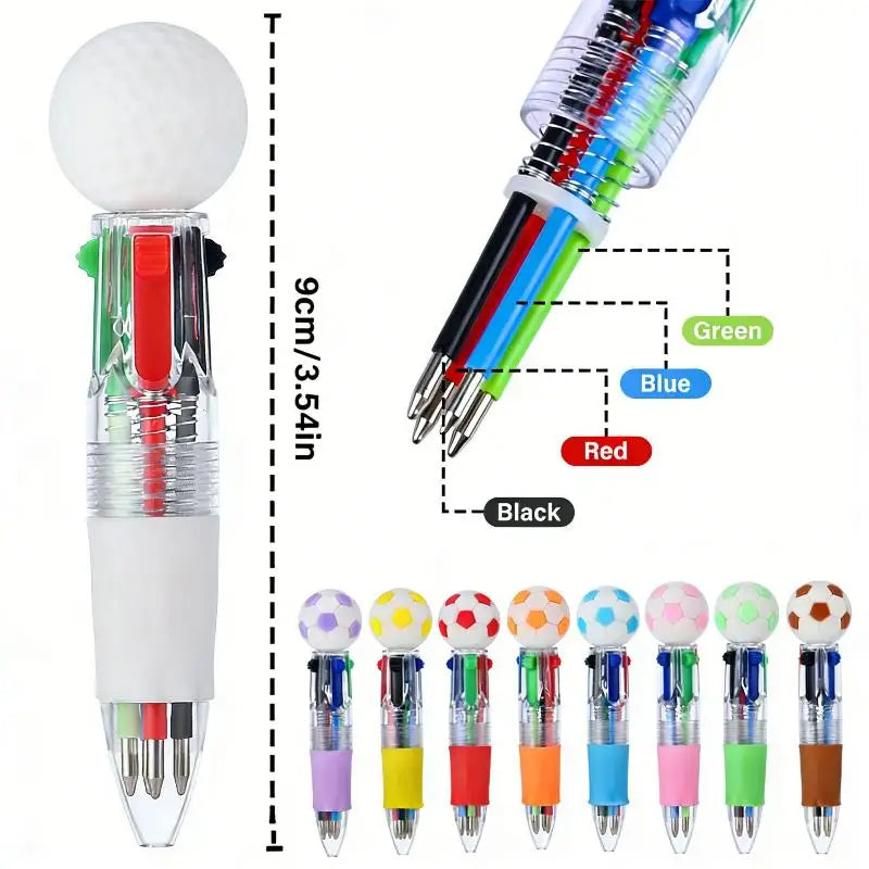 Football Basketball Four Ballpoint Pens Multicolor Ink School Office Qme