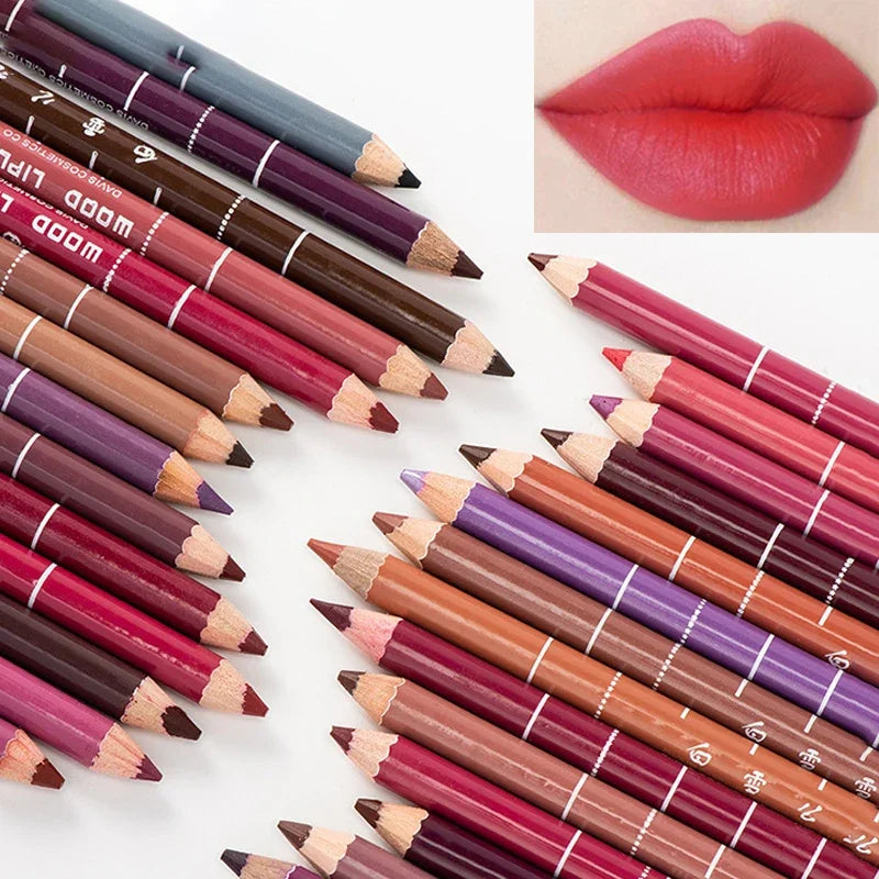 28-Colors Waterproof Lip Liner Matte Nuede Red Long Lasting Makeup Pens Non-stick Cup Lipstick Women Party Makeup Lip Cosmetics Qme