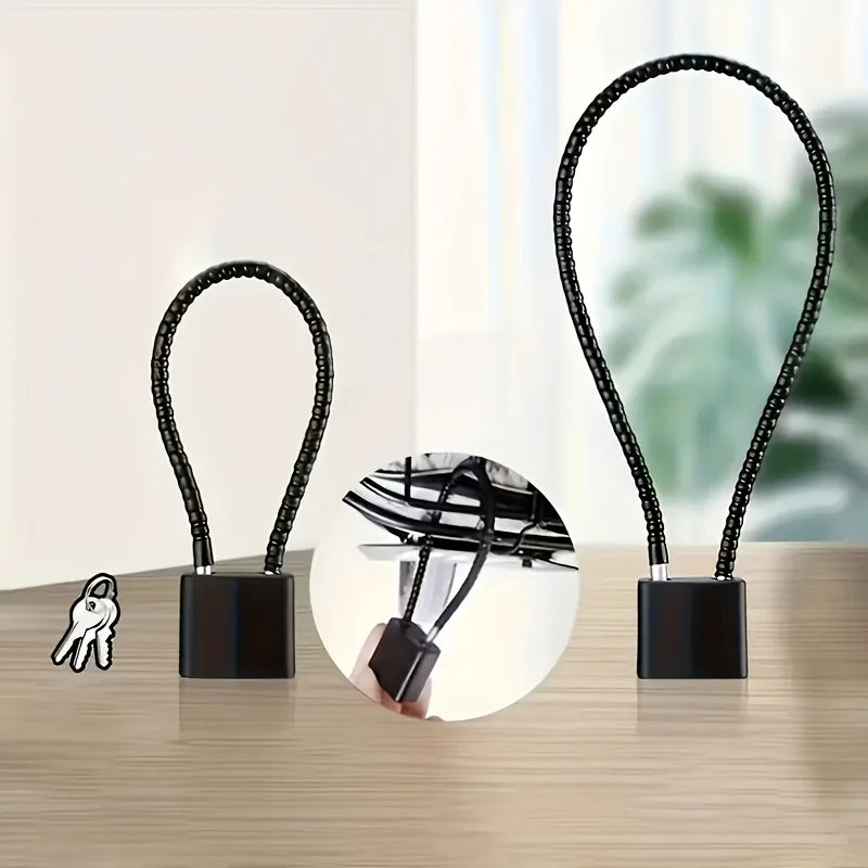 1pc Heavy Duty Steel Cable Padlock with 3 Keys - Anti-theft Lock Suitable for Cabinets, File Drawers Qme