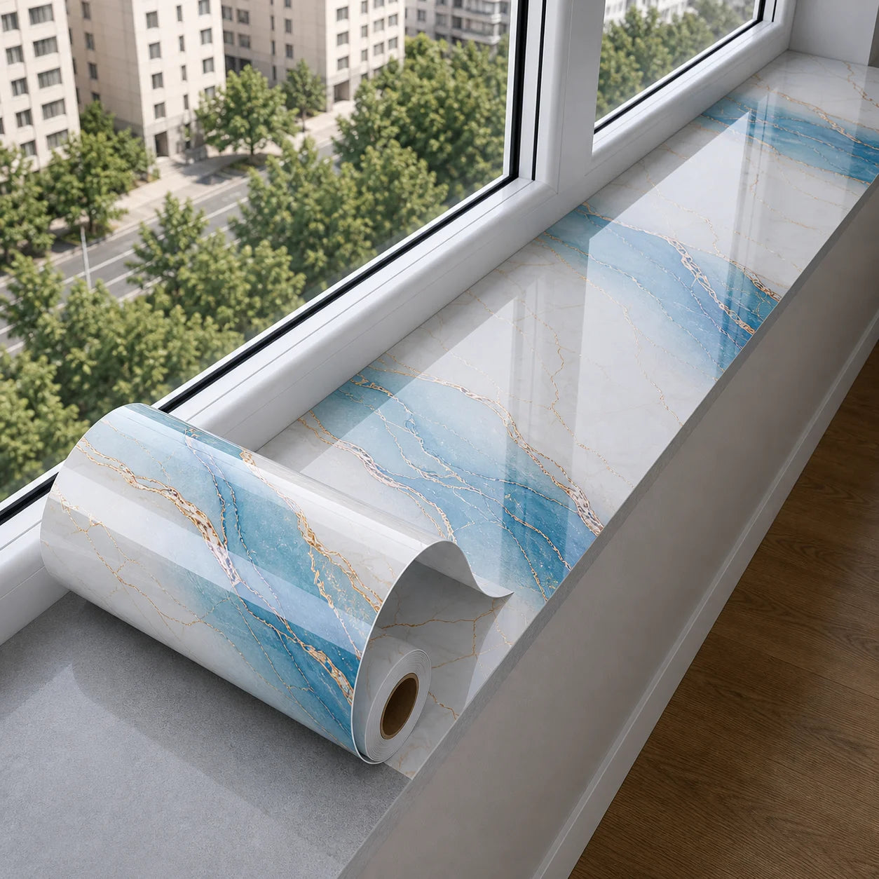 Marble-patterned Self-adhesive Roll Material Wear-resistant Qme 20cmX1m lansexiangyun