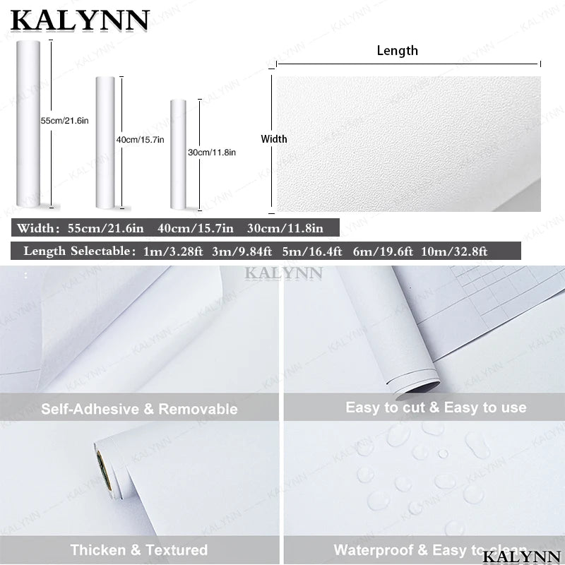 Matte White Peel Stick Wallpaper Waterproof Contact Paper Qme