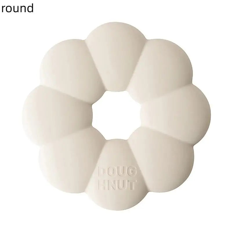 Multipurpose Pot Mat Heat Resistant Coaster Donuts Shape Silicone Qme round Beige