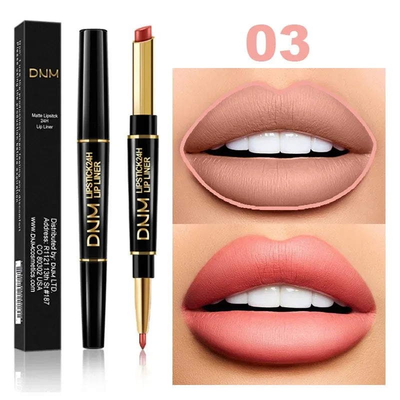 12 Colors 2 In1 Long-lasting Lip Liner Matte Lipsticks Portable Lip Pencil Waterproof Moisturizing Lip Makeup Contour Cosmetics Qme 03