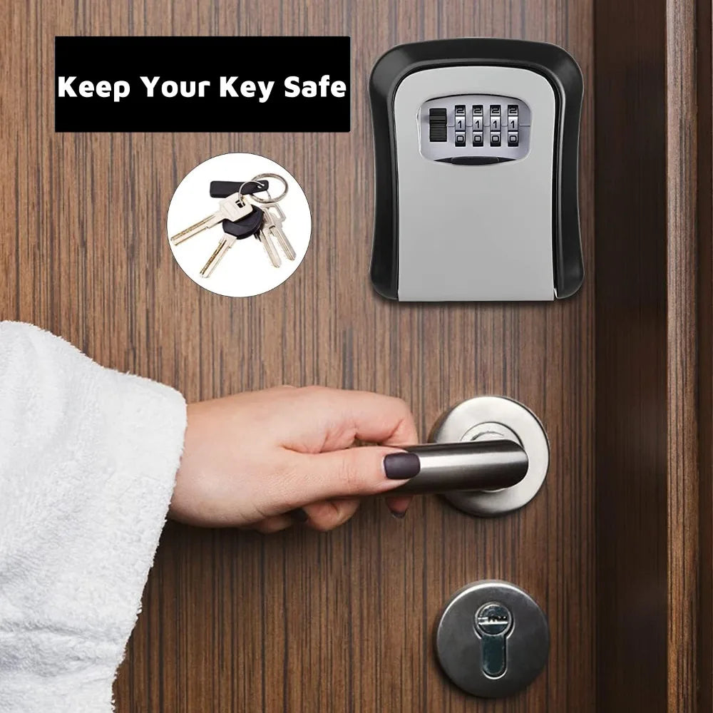 Key Lock Box 4 Digit Password ABS Security Anti-theft Durable Wall Mounted Password Key Box for Home or Office Key Safe Storage Qme