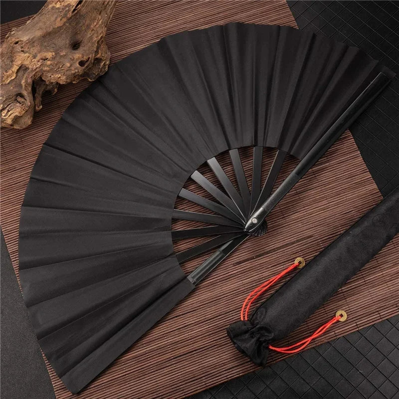 Vintage Black Chinese Folding Fans Kung Fu Fan Wedding Party DIY Qme