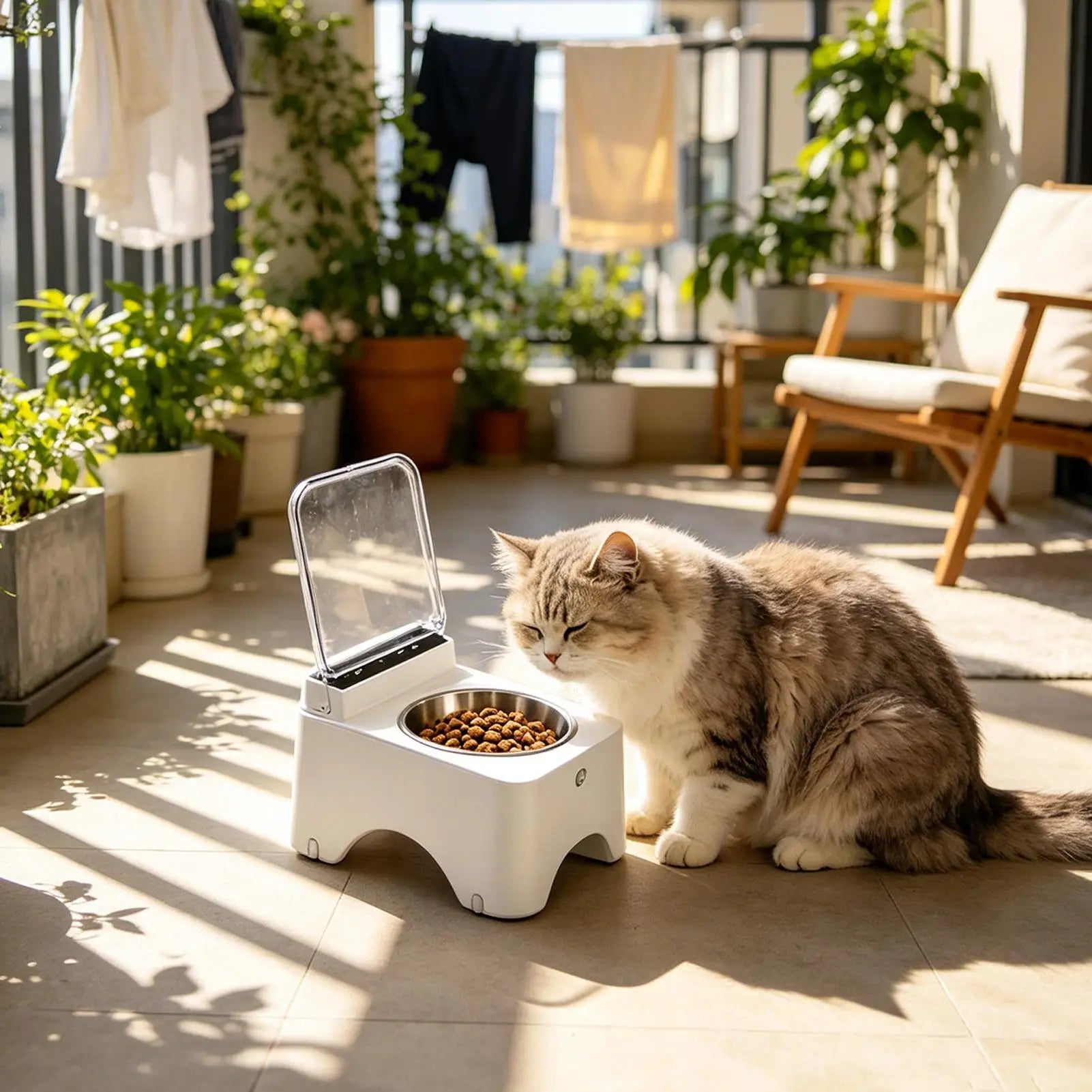 Cat Bowls Automatic Smart Sensing Cat Food Dish For Kitten Pet Indoor Outdoor Living Room Kitchen Home Daily Qme