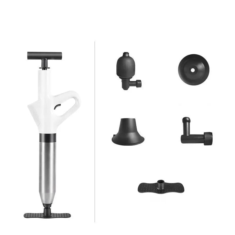 Stainless Steel Toilet Pipe Dredger Pneumatic Household High-pressure Dredging Tool Set Thickened Wall Cylinder Sturdy And Safe Qme white