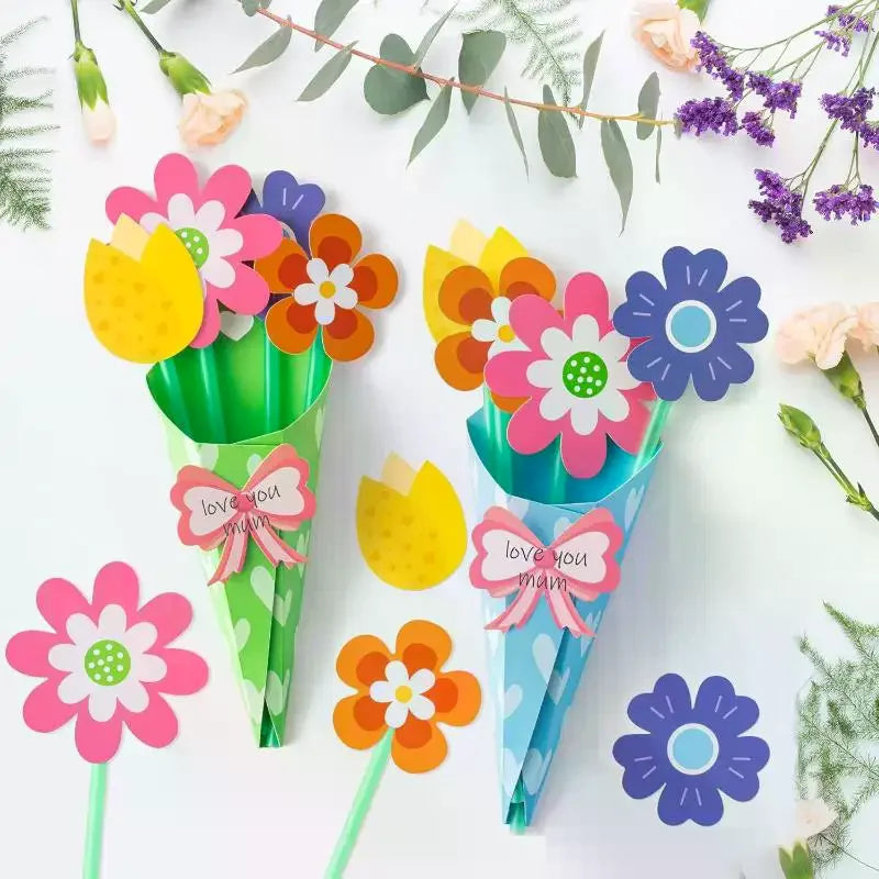DIY Floral Card Making Kit - Easy Assembly Bouquet Craft for Greeting Cards - Perfect Handmade Gift for Teachers, Moms & Sisters Qme
