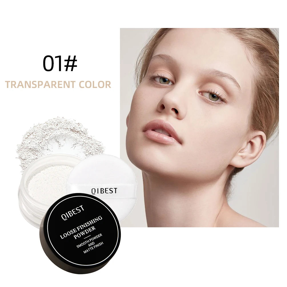 QIBEST Face Loose Powder Translucent Matte Setting Powder Oil-Control Reduce Pores Fine Line Long-Lasting Waterproof Face Makeup Qme 01