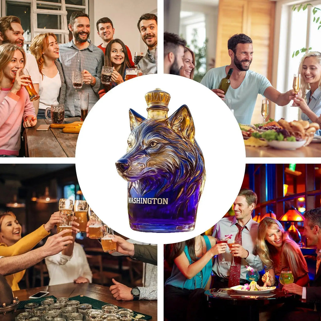 Wine Bottles Leak-proof Glass Alcohol Dispenser Dog Head Art Statue Qme