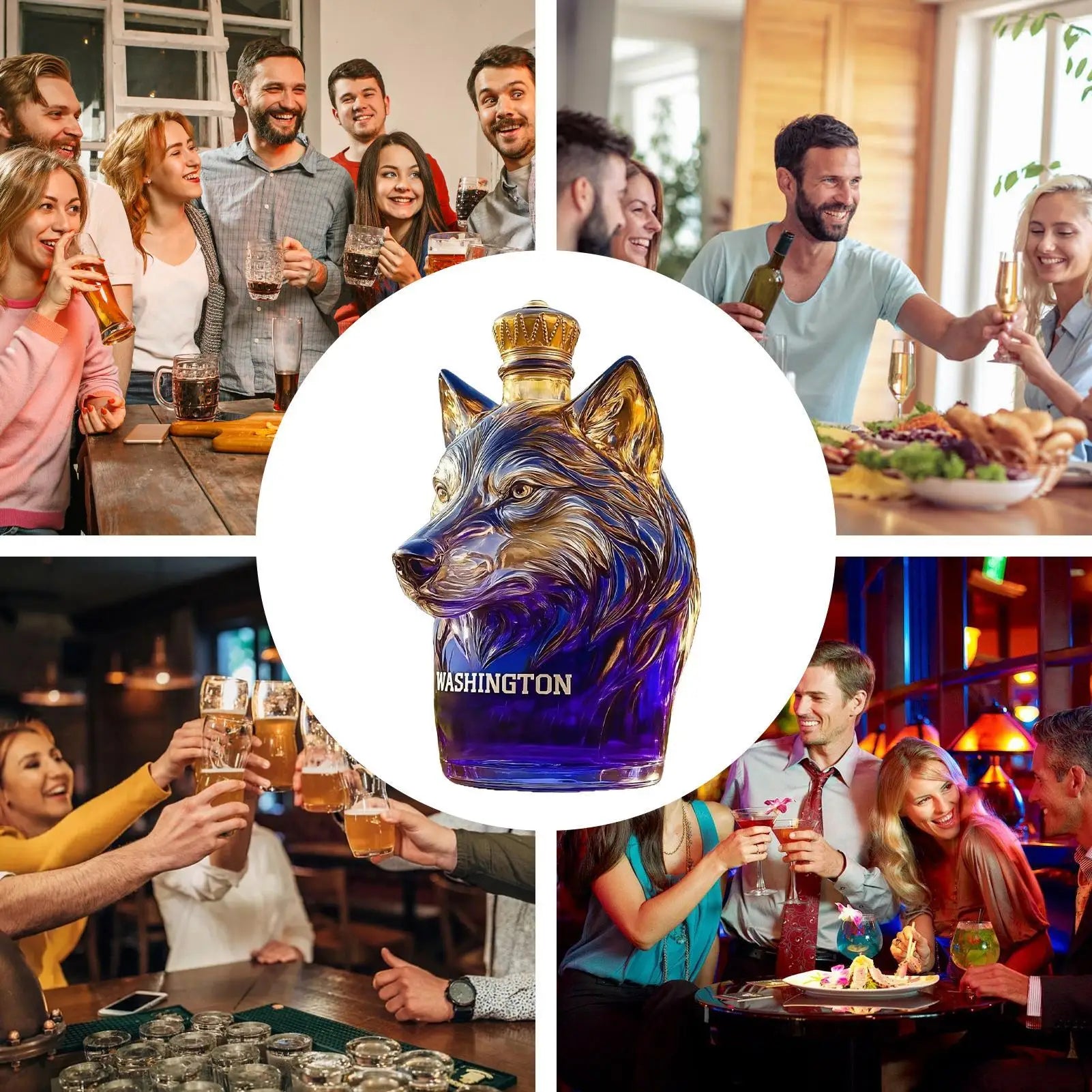 Wine Bottles Leak-proof Glass Alcohol Dispenser Dog Head Art Statue Qme