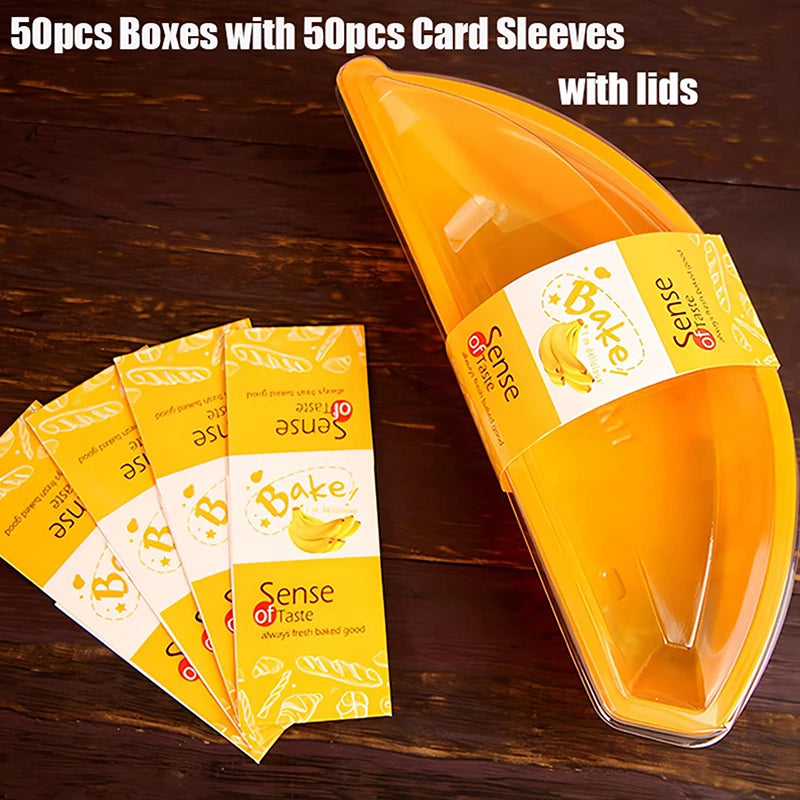 Mousse Cake Box 50 Sets Cup Lid Banana Banana-shaped Dessert Qme C