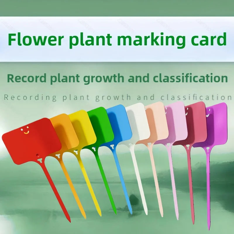 100pcs T-Shaped Colorful Garden Plant Labels, Reusable with Permanent Marker, Durable Plastic Waterproof Seed Name Tags Qme
