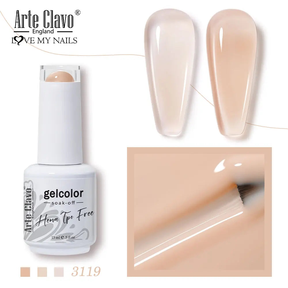 Arte Clavo Jelly Series Semi-transparent Light Pink Peach Gel Nail Qme 3119