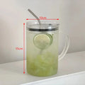 Drinking Glass Tumbler Lid Straw Coffee Cup Mug Milk Juice Qme 1000ml 1000ml