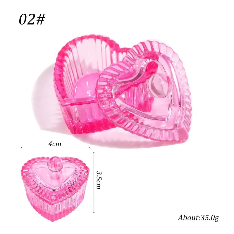 Acrylic Powder Liquid Crystal Glass Cup Aurora Colorful Cup Nail Brush Washing Mug Nail Art Tools Liquid Powders for Mixing Bowl Qme pink love 02