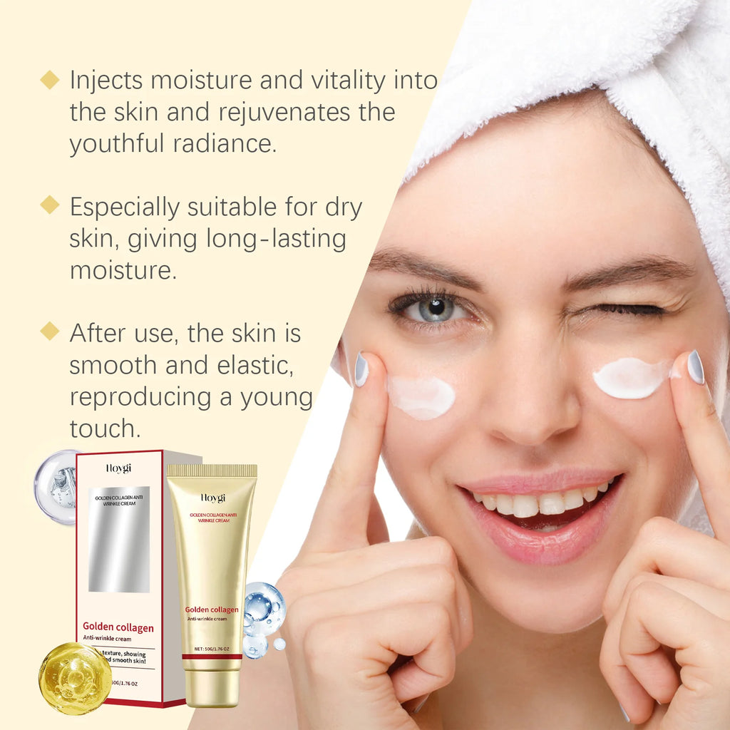 24k Gold Collagen Face Cream Lifting Firming Anti Wrinkle Fade Fine Lines Brightening Smooth Pores Hydrating Moisturizing Cream Qme