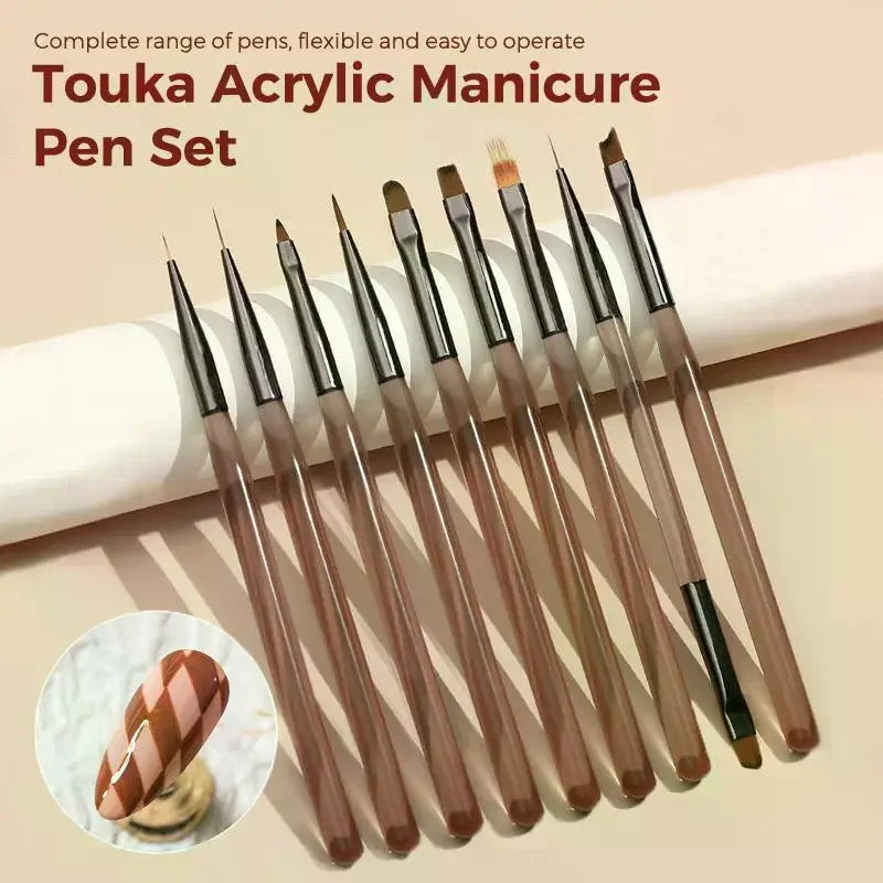 Acrylic Manicure Brush Pen Multi Functional Heads Non-slip Comfort Qme