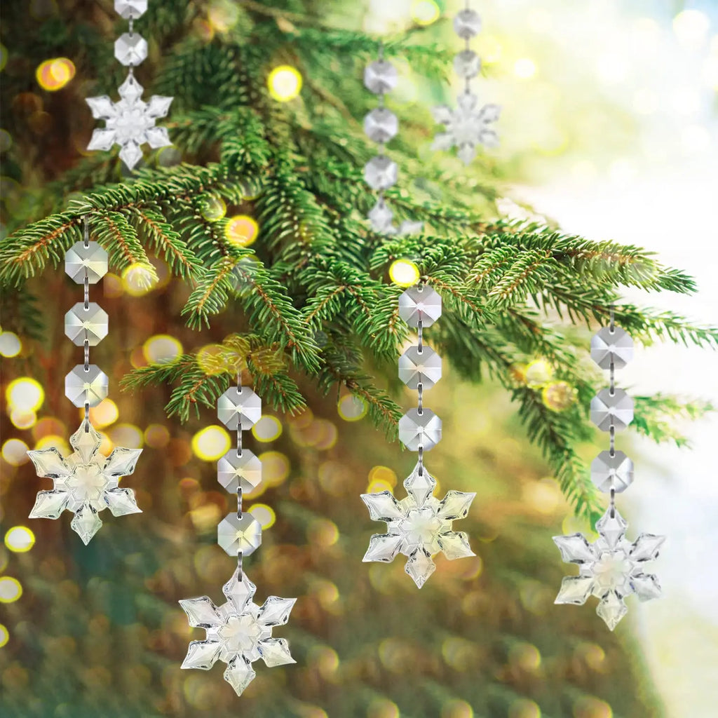 10/20/30PCS Snowflake Crystal Christmas Ornaments for Christmas Tree Decorations, Hanging Clear Acrylic Snowflake Ornaments Qme