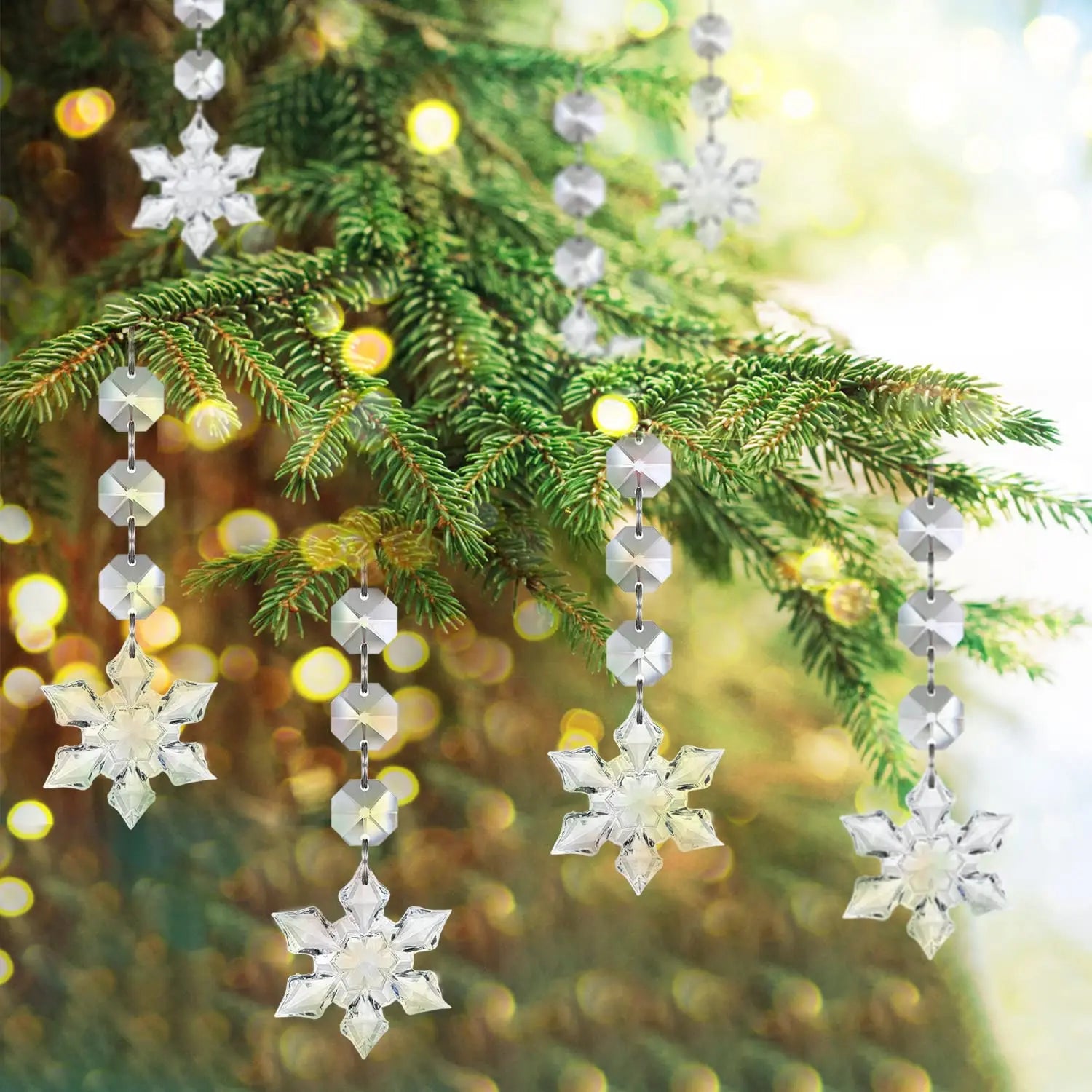 10/20/30PCS Snowflake Crystal Christmas Ornaments for Christmas Tree Decorations, Hanging Clear Acrylic Snowflake Ornaments Qme