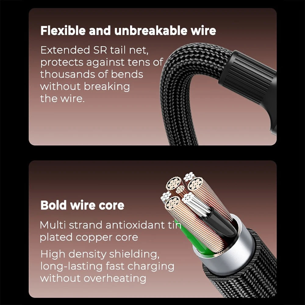 USB C to Type C 120W RGB Fast Charging Data Cord PD Quick Charging Cable for iPhone 17 Samsung S26 Xiaomi 1M 1.5M 2M Data Line Qme