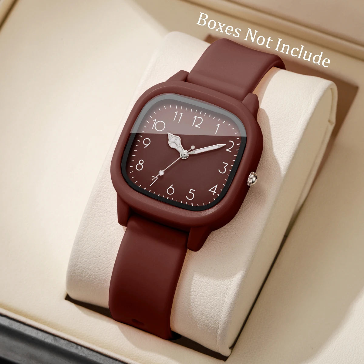 Candy Color Square Women Watch Casual Silicone Band Quartz Wristwatch 10 Colors Fashion Ladies Sports Clock Reloj Mujer No Box Qme Brown Face No Box
