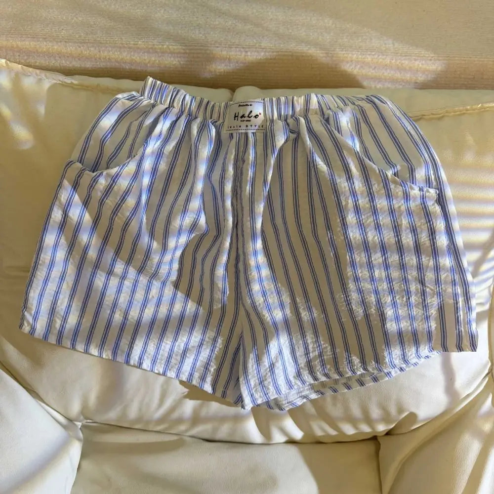 All Match Spring Summer Casual Shorts Women Baggy Chic Stripe Short Pants High Waist Elastic Waistband Thin Loose Shorts Girls Qme