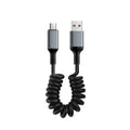 66W Car USB Type C Fast Charging Spring Telescopic Cable Type C to Type C Portable Short Wire For iPhone Samsung Xiaomi OnePlus Qme USB Type-C 1m