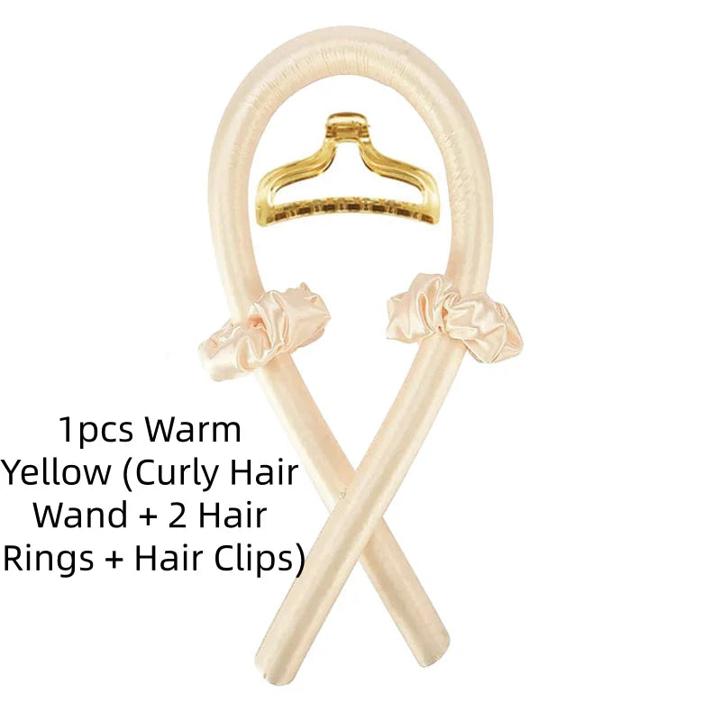 1/3/5pcs mix Woman Foam Heatless Curling Rod Headband Make Hair Soft Shiny Hair Curler Iron Hairdressing Big Wave Curling Qme 1pcs Warm yellow