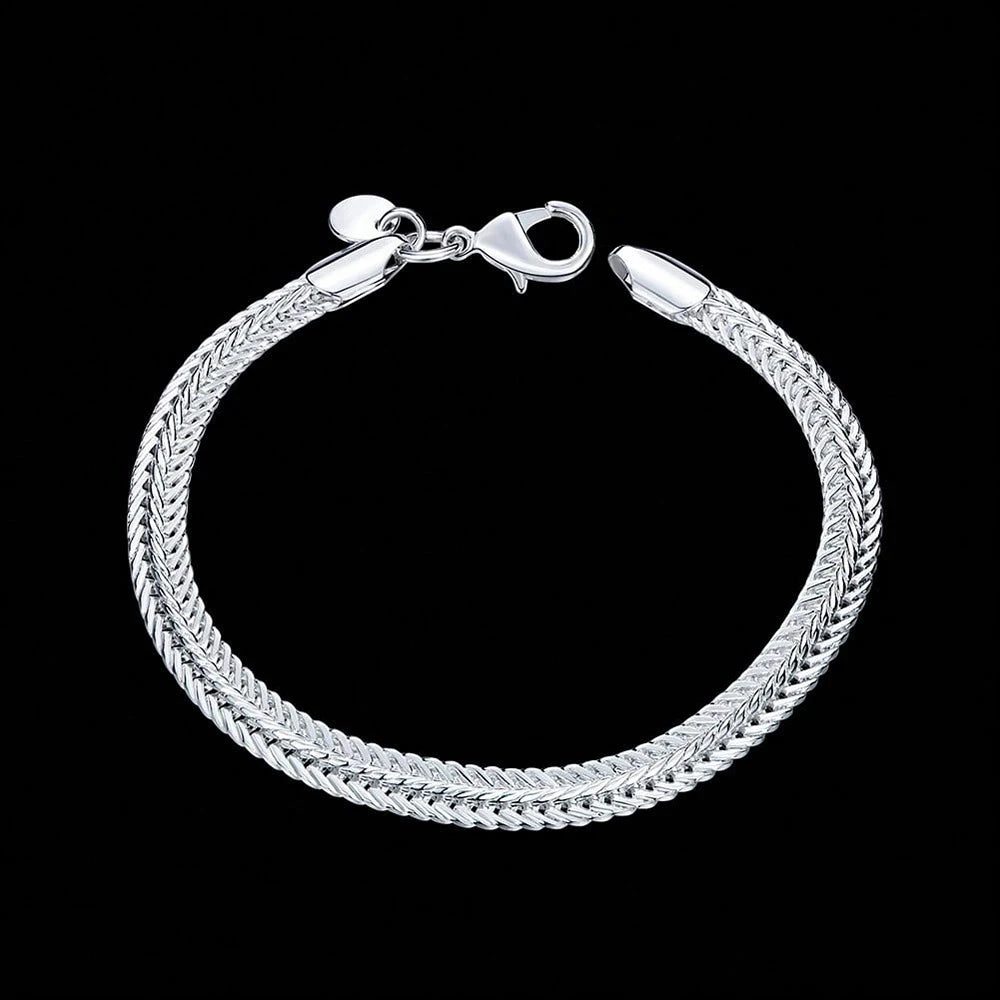 925 Sterling Silver Exquisite 6mm Snake Chain Bracelet for Men and Women, Fashionable and Charming Jewelry Qme