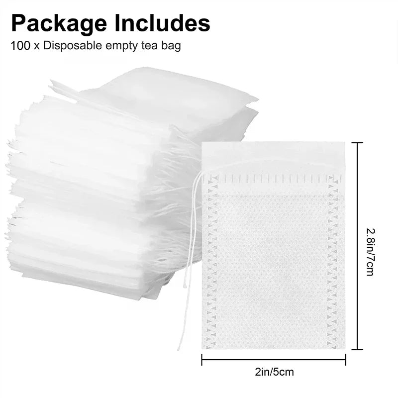 Non-woven Tea Bags Disposable Teabags Drawstring Sealing Coffee Spice Qme