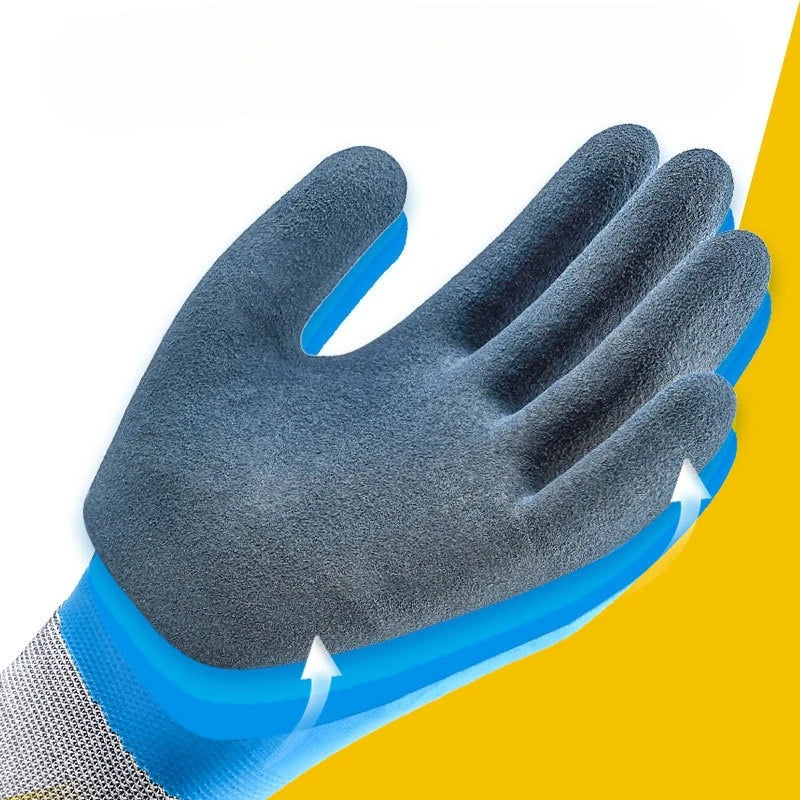 1PCS Latex Rubber Work Gloves Winter Thickened for Construction Cold Storage Fishing Waterproof Anti-Slip A899 Qme