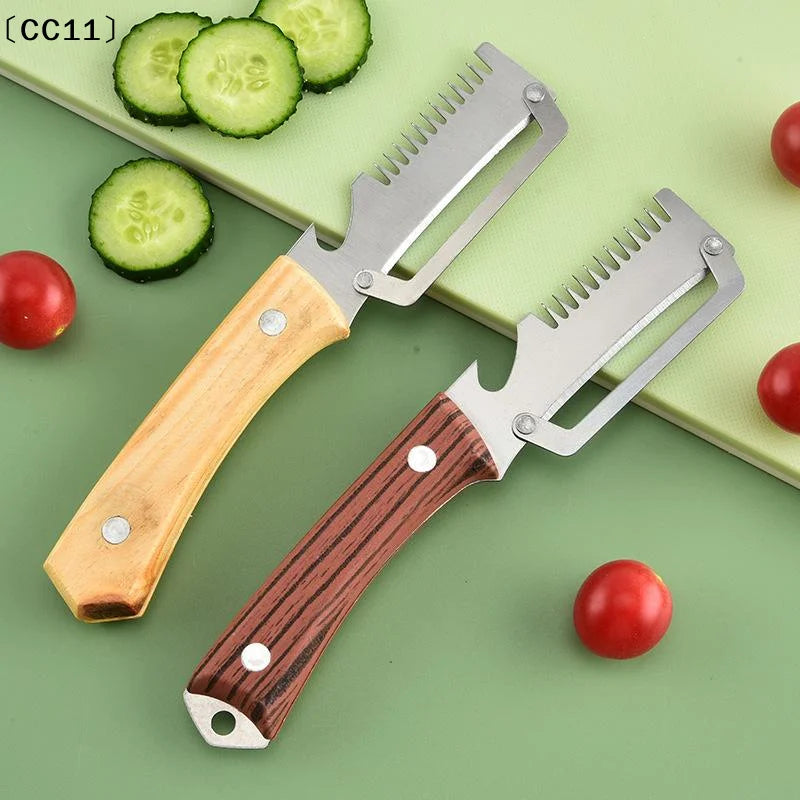 3-in-1 Serrated Peeling Knife Premium Vegetable Peeler Scallion Qme