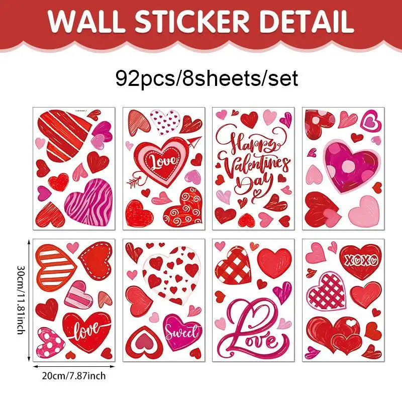 Heart Shaped Wall Window Stickers Valentine's Day Festive Party Atmosphere Decorations For Home Party Shop Restaurant Qme A2
