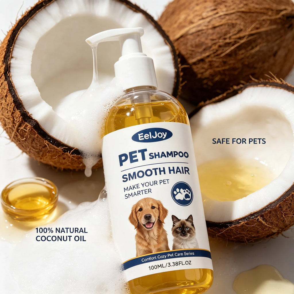 Coconut Oil Pet Shampoo Cleaning Fur Eliminate Odor Smoothing & Softening Hair Natural Formula Moisturizing Pet Hair Conditioner Qme