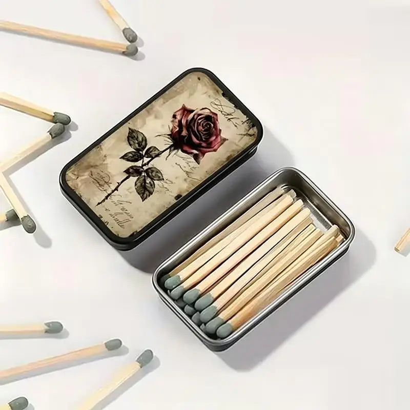 Black Gold Rose Heart-shaped Retro Fire Wood Box Does Not Include Qme