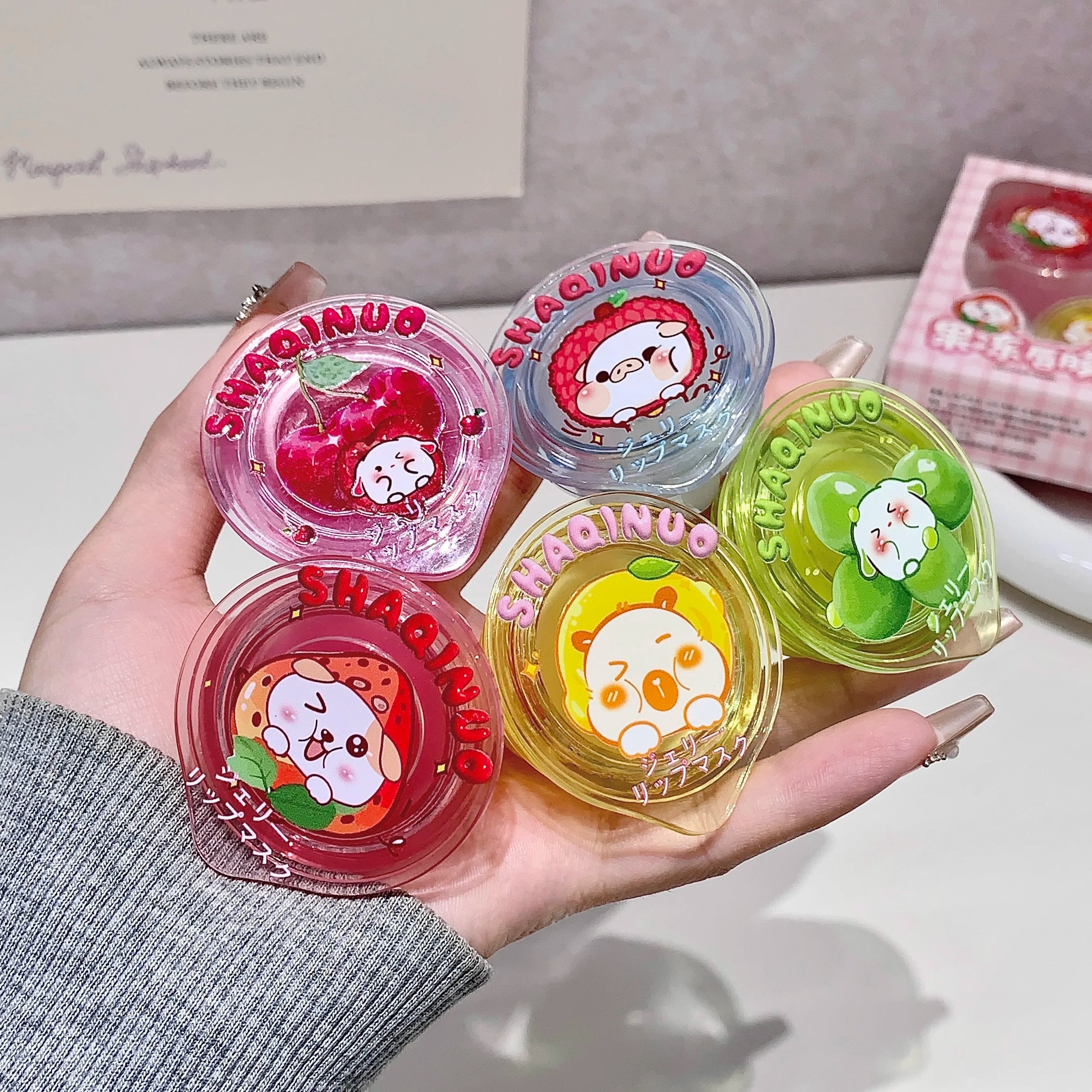 SHAQINUO Fruit Jelly Lip Mask Moisturizing Hydrating Nourishing Balm Qme