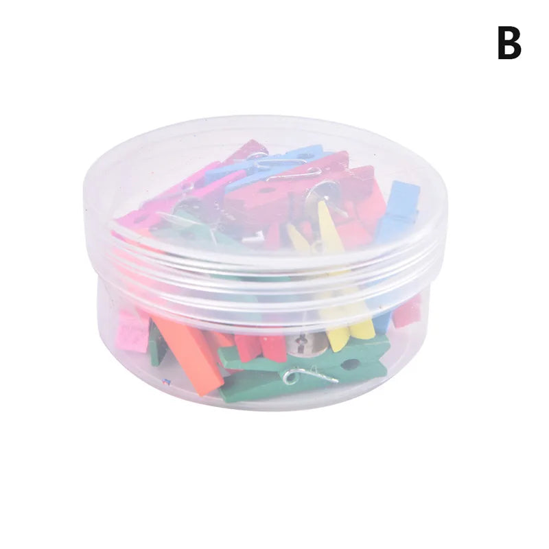 Box Office School Stationery Pins Durable Wooden Clip Push Decorative Qme B