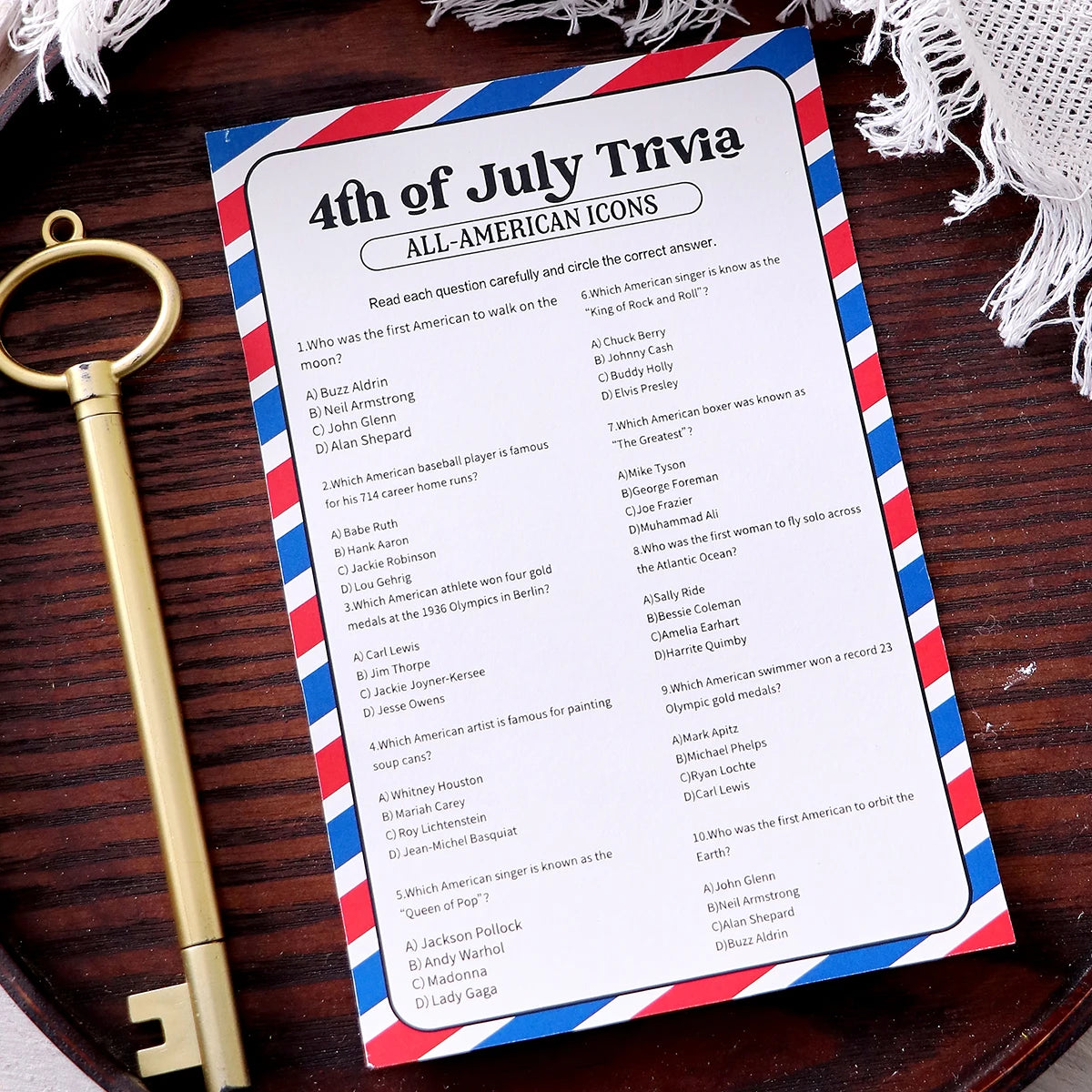 5–30 Pcs Red and Blue Striped American Independence Day Game Cards: Perfect as Independence Day Gifts or Party Favors Qme