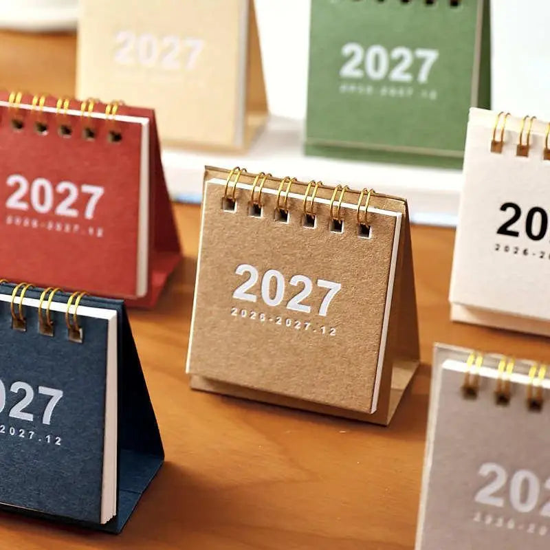 2027 Simple Creative Mini Desk Calendar Small Coil Desktop Planner Qme