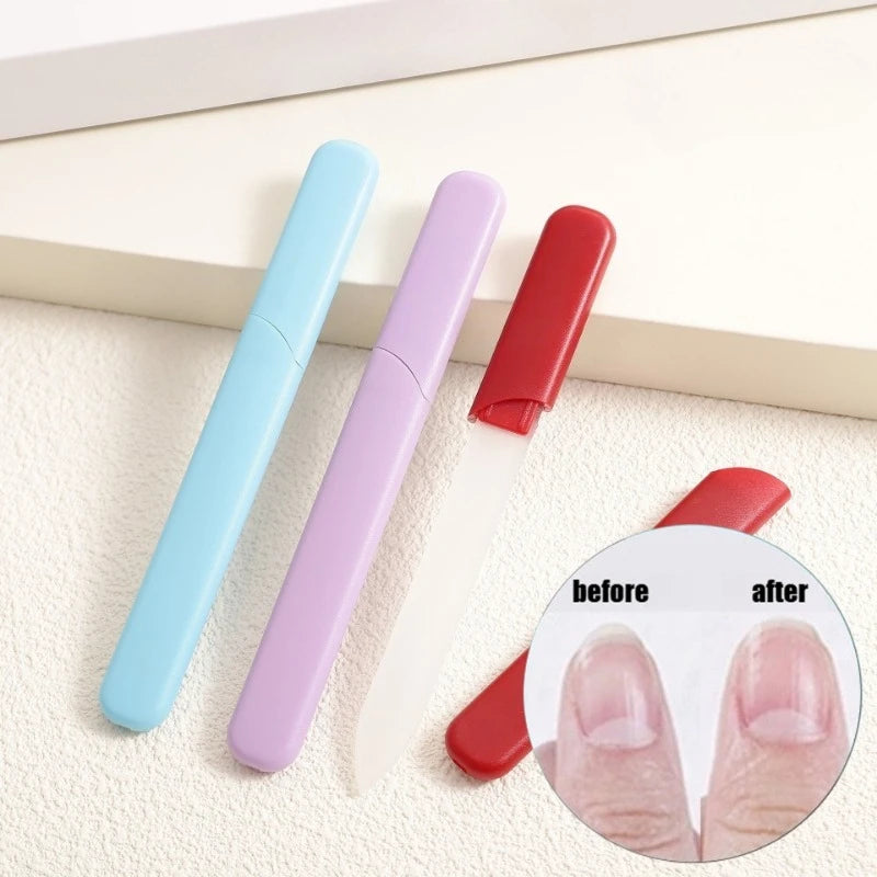 Nano Glass Nail File with Case - Professional Crystal Polishing File for Natural & Acrylic Nails, Portable Manicure Tool Qme