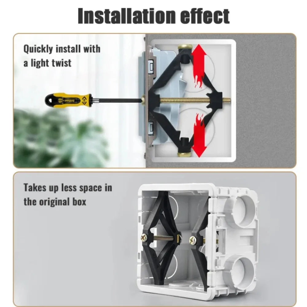 10Pcs 86 Type Cassette Repairer Dark Box Repair Screw Plug Switch Old Socket Boxes Replacement Fixed Wall Repair Box Support Rod Qme