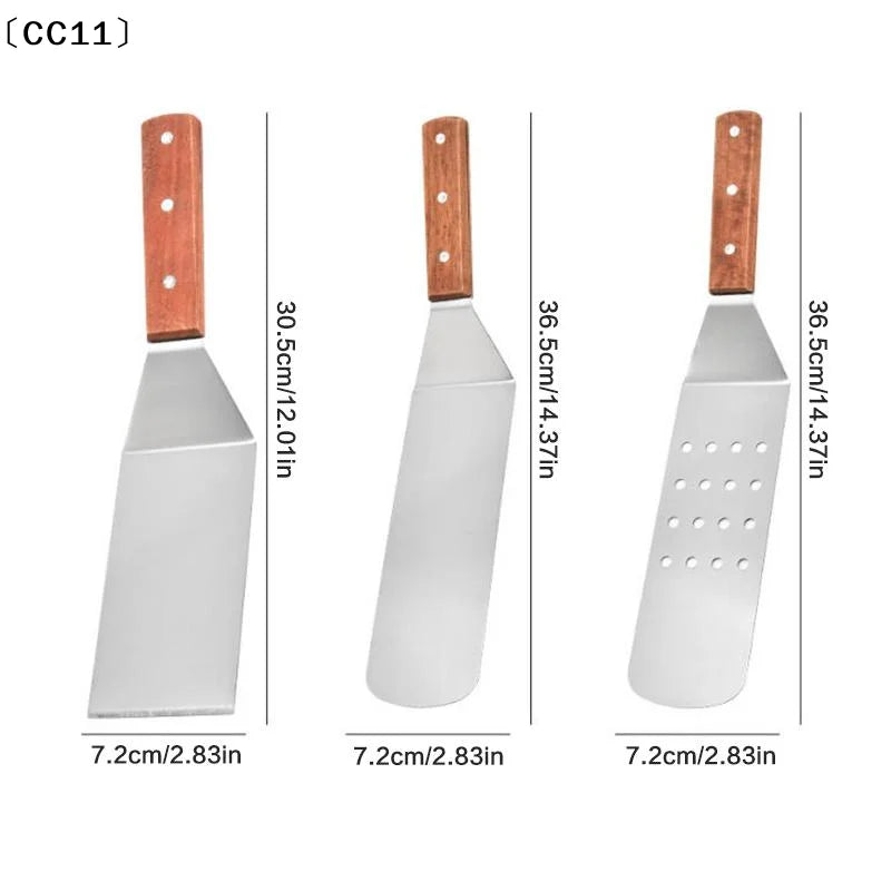 Stainless Steel Spatula Grill Scraper Non Stick Durable Barbecue Qme