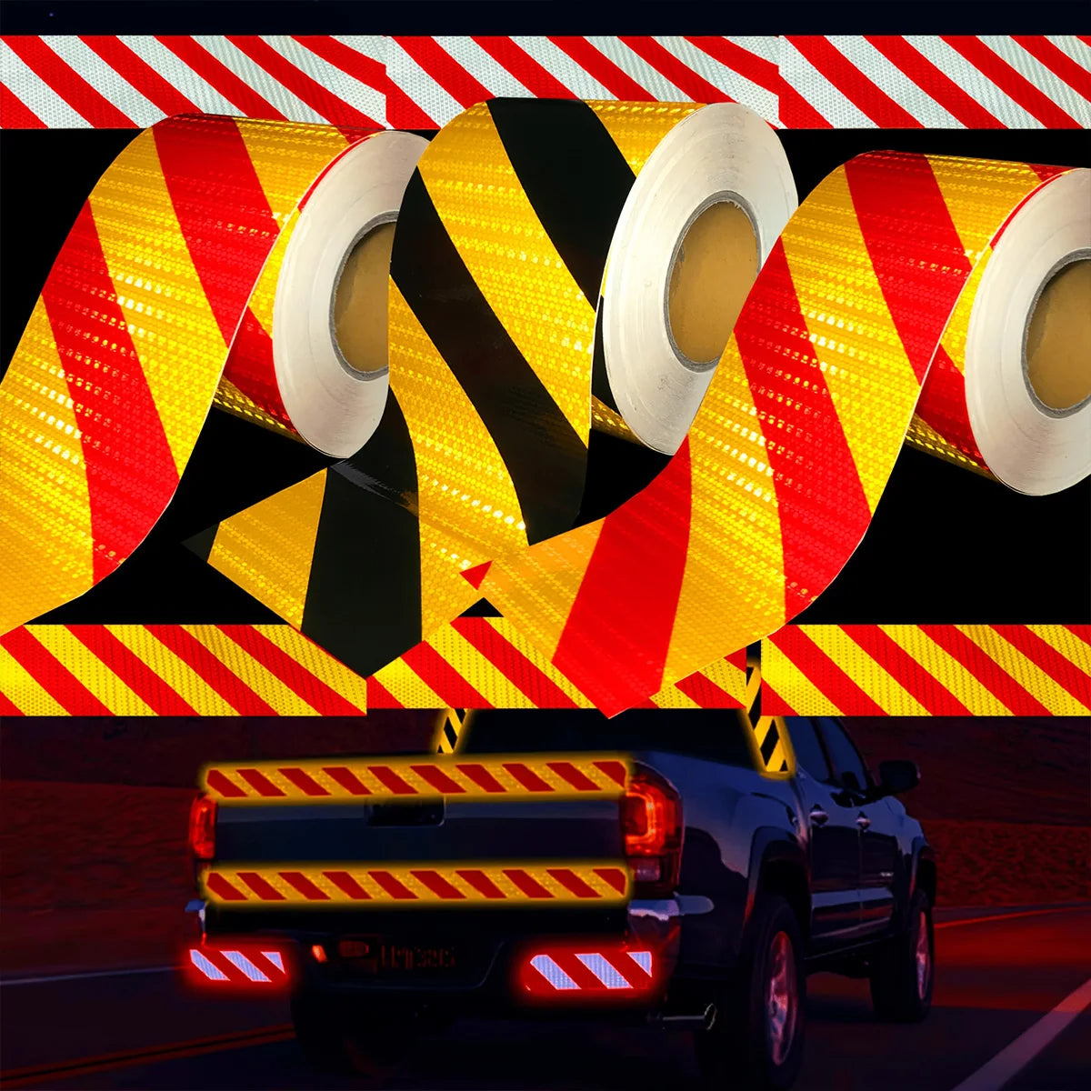 Reflective Safety Warning Tape Self-Adhesive Waterproof Diagonal Night Safety Anti-Collision Strip Trucks Trailers Bicycle Qme