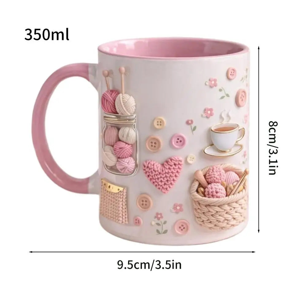 Funny Coffee Mug 350ml Ceramic Crochet Desk Decor Novelty Water Mug Coffee Cups for Women Mom Friend Sister Birthday Christmas Qme 350ML CN